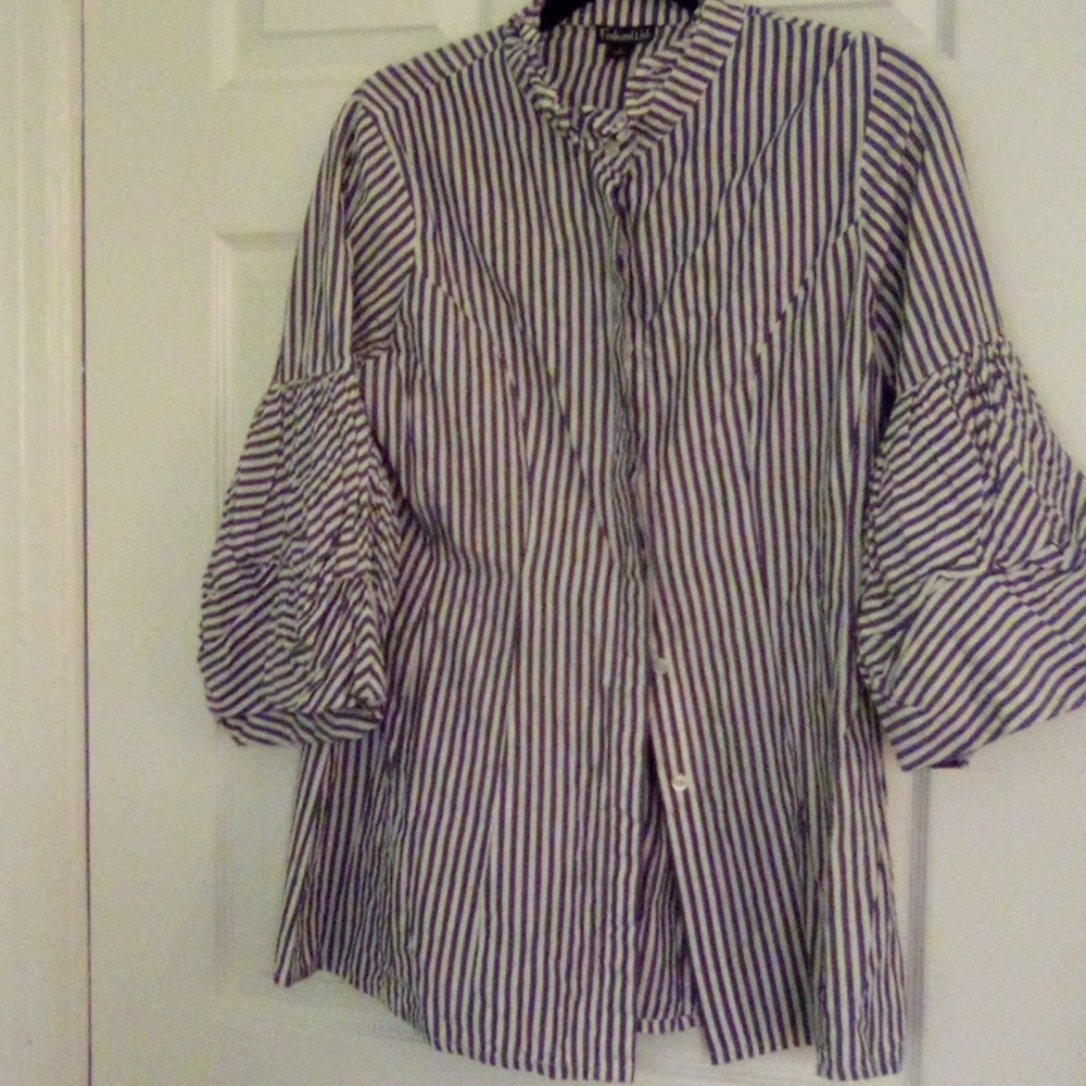 Women's XL button down stripped blouse by FASHION WEB
